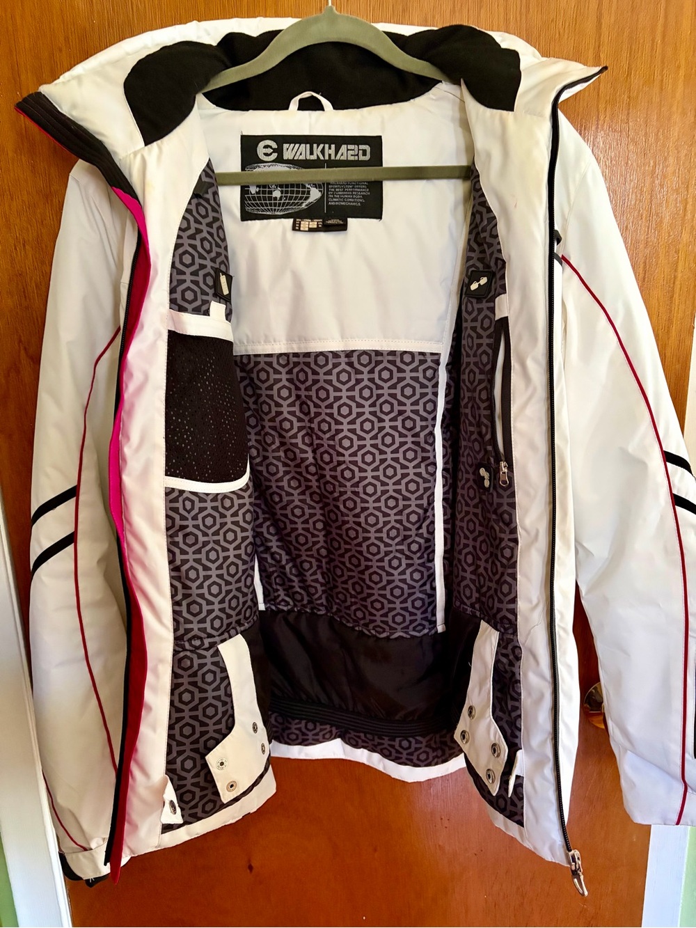 Women's White Ski Jacket with Pink Trim